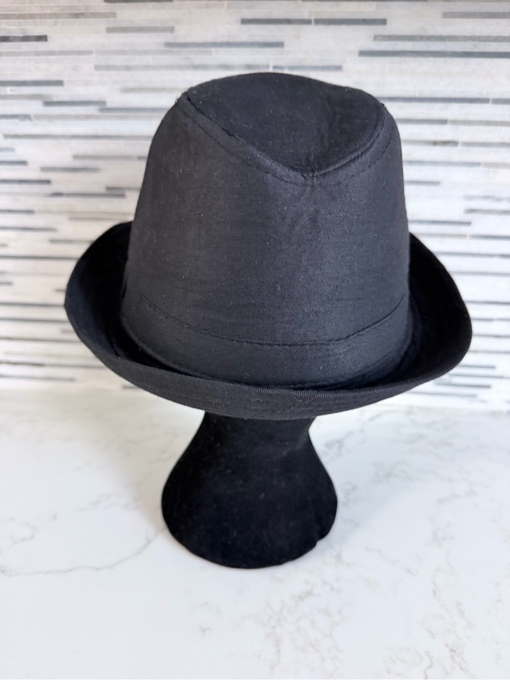100% cotton Classic Black Fedora Hat size M - Picture 3 of 3